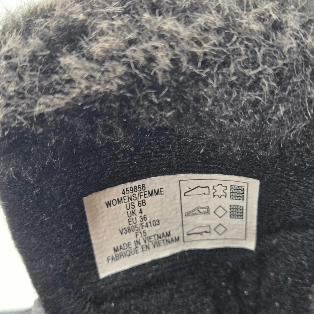 Lands' End Grey Suede Quilted Faux Fur Winter Snow Boots Comfort Shoes 6 VGUC